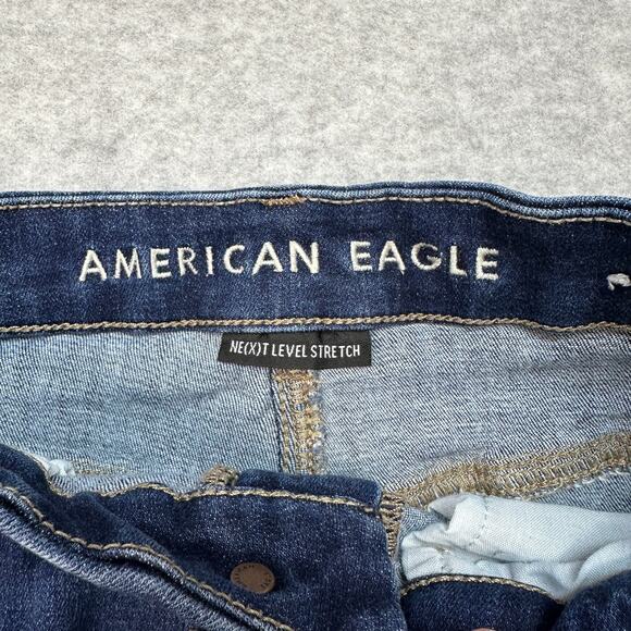 American Eagle Denim Short WMNS 4 Next Level Stretch Curvy Hi-Rise Shortie Blue - Picture 5 of 9